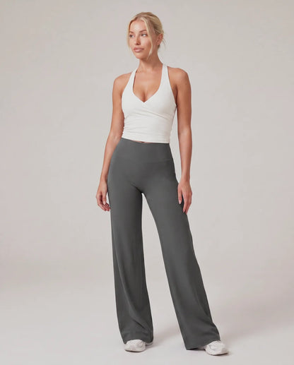 AirSculpt Wide-Leg Leggings in Dark Gray, front view
