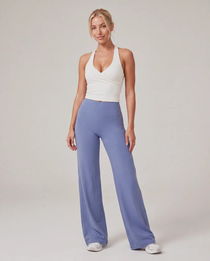 AirSculpt Wide-Leg Leggings in Granite Blue, front view