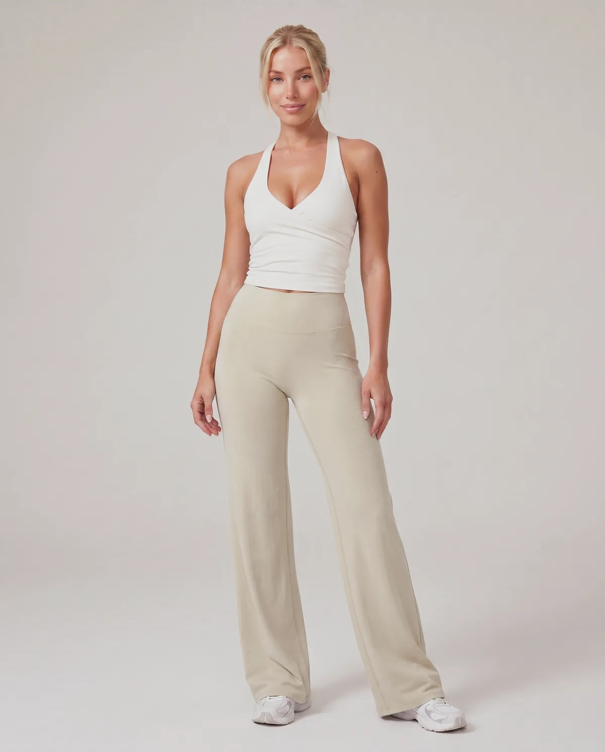 AirSculpt Wide-Leg Leggings in Light Sand, front view