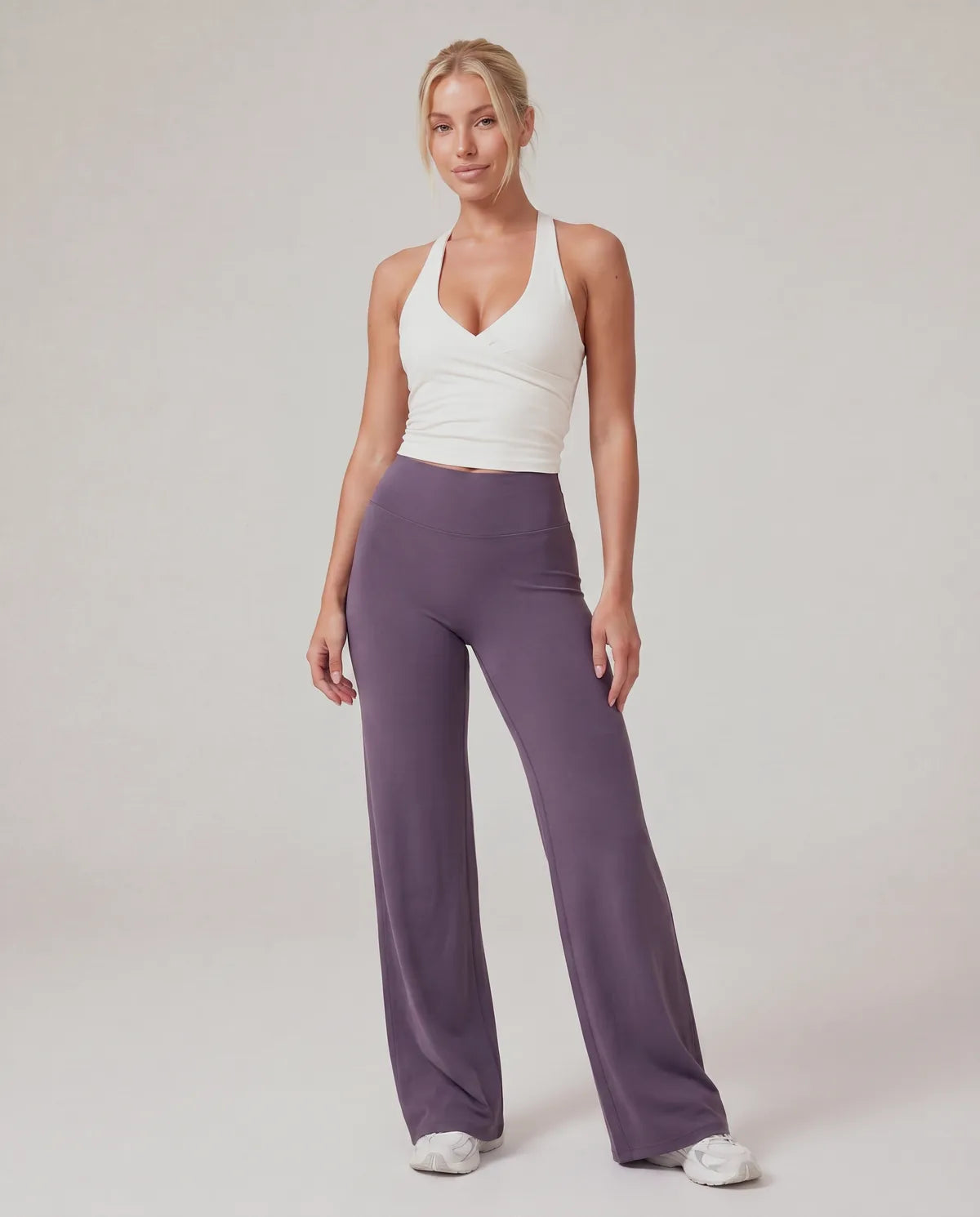 AirSculpt Wide-Leg Leggings in Blackberry Purple, front view