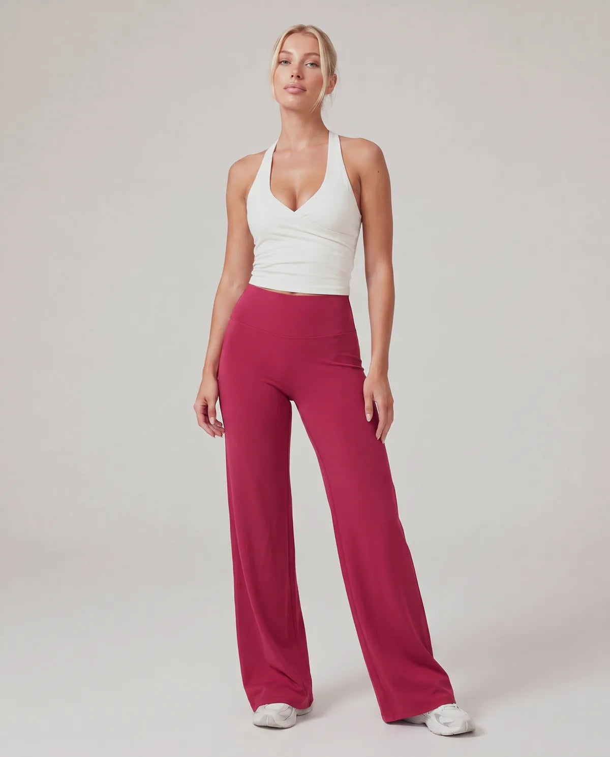 AirSculpt Wide-Leg Leggings in Ruby Red, front view