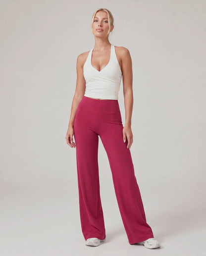 AirSculpt Wide-Leg Leggings in Ruby Red, front view