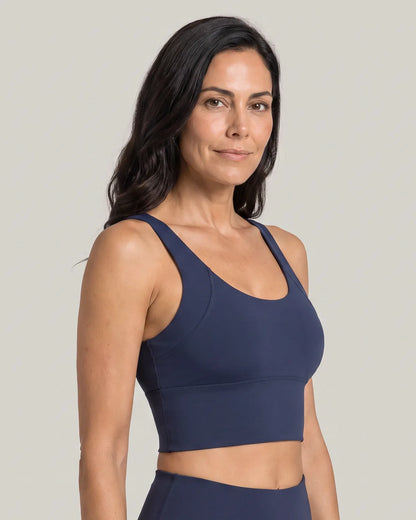 Luna Everyday Sports Bra in Navy, side view