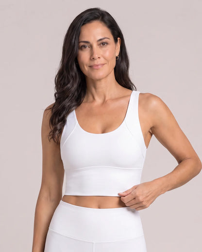 Luna Everyday Sports Bra in White, front view