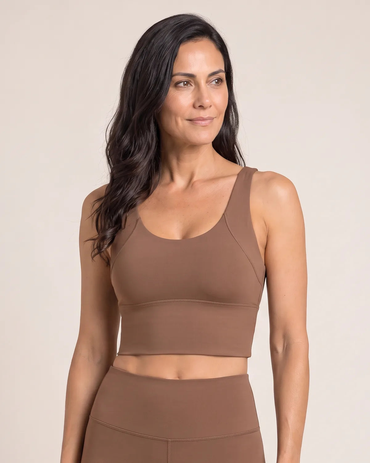 Luna Everyday Sports Bra in Cocoa, front view