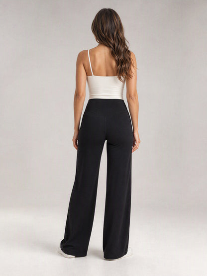 Boulevard Flare Pants in Black, back view with V-back seam