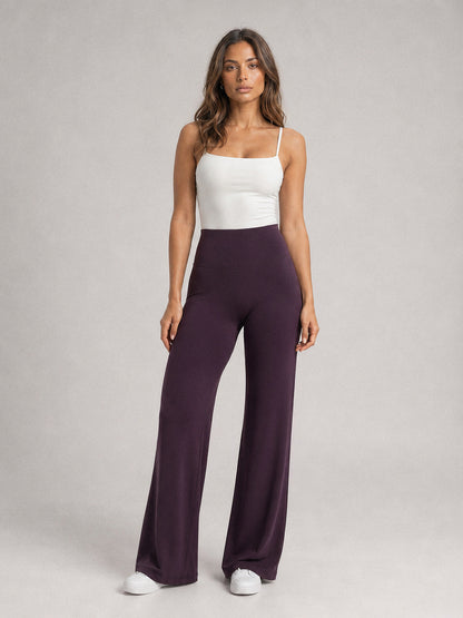 Boulevard Flare Pants in Blackberry Purple, front view
