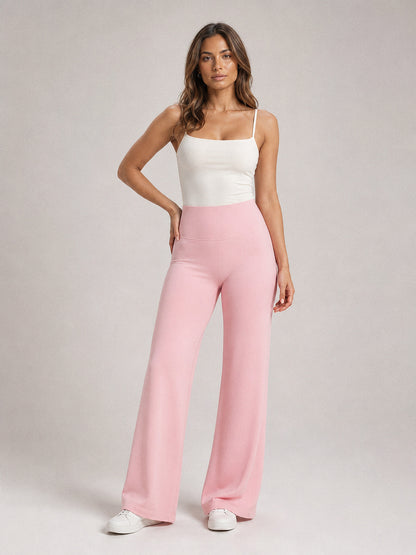 Boulevard Flare Pants in Light Pink, front view