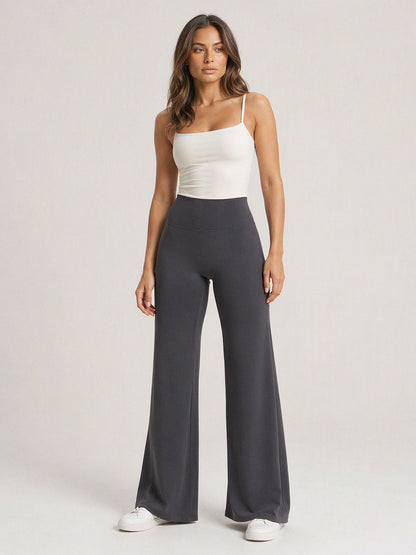 Boulevard Flare Pants in Dark Gray, front view