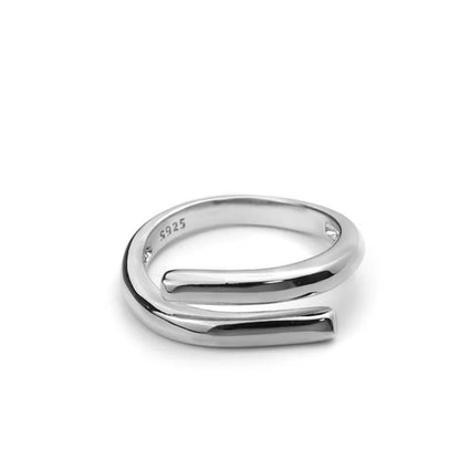 Silver Color Double Layer Geometric Ring Female Charm Fashion Simple Opening Light Luxury Handmade Jewelry Gift